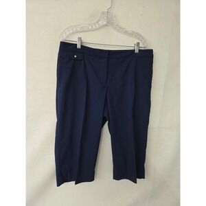 IZOD Golf‎ Womens Navy Blue Capri Pants Size 12 Stretch Flat Front Lightweight